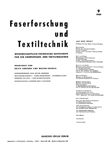 Faserforschung und Textiltechnik: Band 20, Heft 9 September 1969