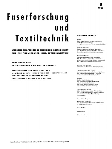 Faserforschung und Textiltechnik: Band 10, Heft 8 August 1969
