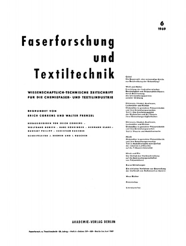 Faserforschung und Textiltechnik: Band 20, Heft 6 June 1969