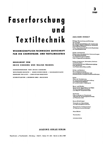 Faserforschung und Textiltechnik: Band 20, Heft 3 März 1969