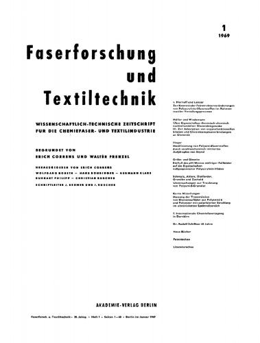 Faserforschung und Textiltechnik: Band 20, Heft 1 Januar 1969