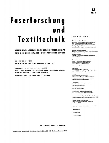 Faserforschung und Textiltechnik: Band 19, Heft 12 Dezember 1968