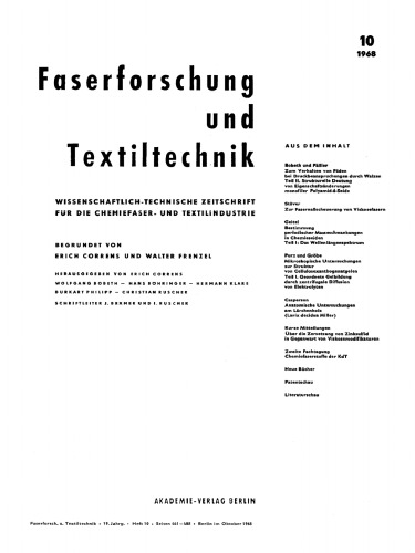 Faserforschung und Textiltechnik: Band 19, Heft 10 Oktober 1968