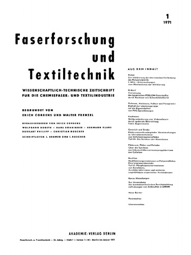 Faserforschung und Textiltechnik: Band 22, Heft 1 Januar 1971