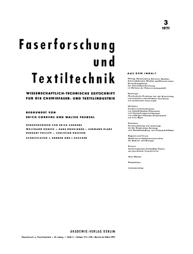 Faserforschung und Textiltechnik: Band 22, Heft 3 März 1971