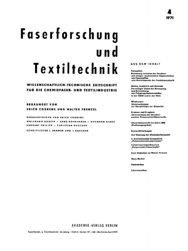 Faserforschung und Textiltechnik: Band 22, Heft 4 April 1971