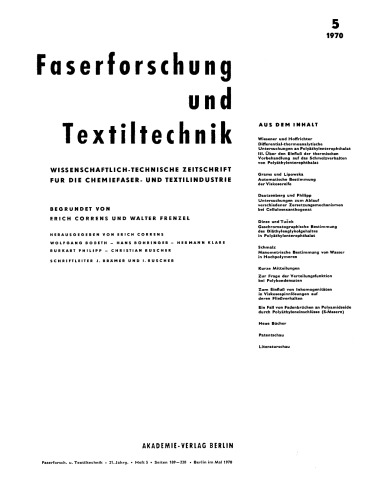 Faserforschung und Textiltechnik: Band 21, Heft 5 Mai 1970