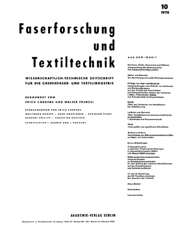 Faserforschung und Textiltechnik: Band 21, Heft 10 Oktober 1970