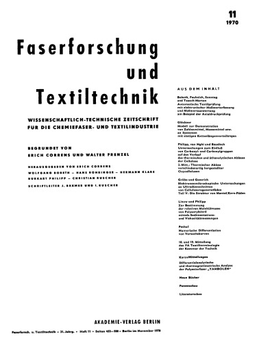 Faserforschung und Textiltechnik: Band 21, Heft 11 November 1970