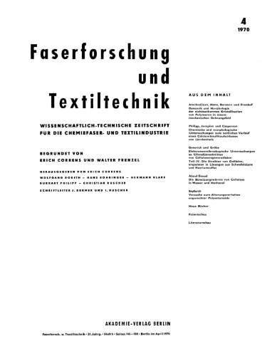Faserforschung und Textiltechnik: Band 21, Heft 4 April 1970