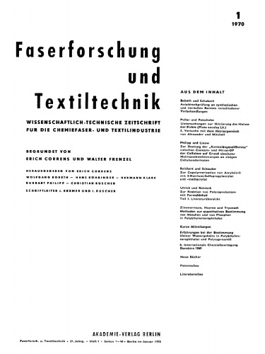 Faserforschung und Textiltechnik: Band 21, Heft 1 Januar 1970