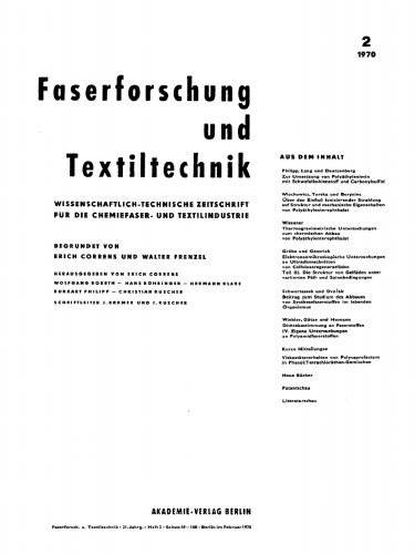Faserforschung und Textiltechnik: Band 21, Heft 2 Februar 1970