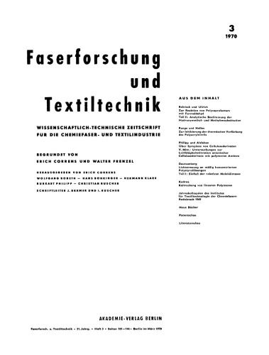 Faserforschung und Textiltechnik: Band 21, Heft 3 März 1970