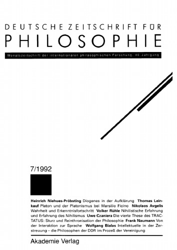 Deutsche Zeitschrift für Philosophie: Jahrgang 40, Heft 7