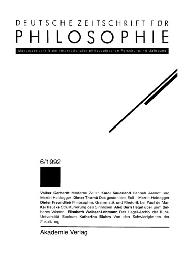 Deutsche Zeitschrift für Philosophie: Jahrgang 40, Heft 6