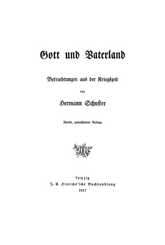 Gott und Vaterland: Betrachtungen aus der Kriegszeit