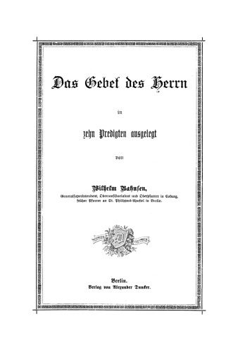 Das Gebet des Herrn in zehn Predigten ausgelegt