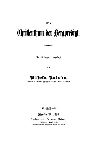 Das Christentum der Bergpredigt
