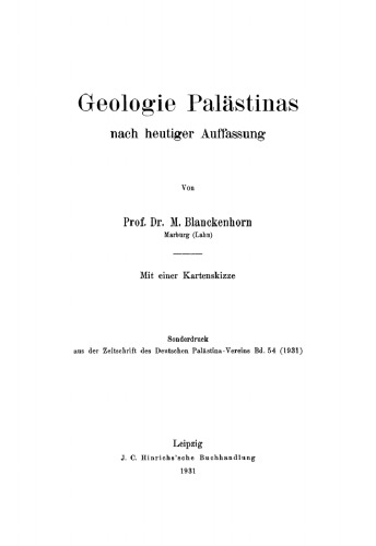 Geologie Palästinas nach heutiger Auffassung