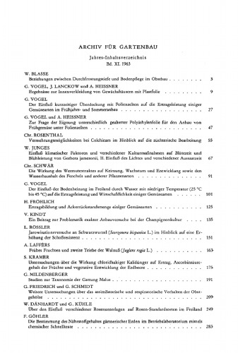 Archiv für Gartenbau: Band 11, Heft 1 1963