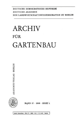 Archiv für Gartenbau: Band 17, Heft 1 1969