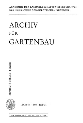 Archiv für Gartenbau: Band 21, Heft 1 1973