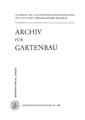 Archiv für Gartenbau: Band 28, Heft 1 1980