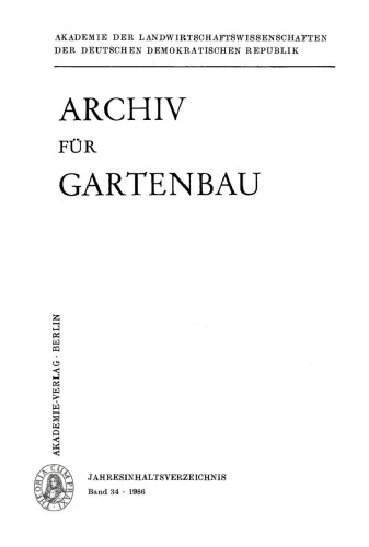 Archiv für Gartenbau: Band 34, Heft 1 1986