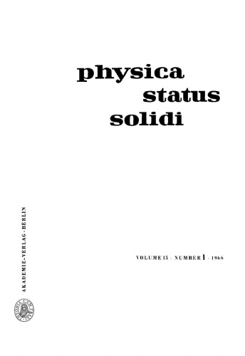 Physica status solidi: Volume 15, Number 1 1966