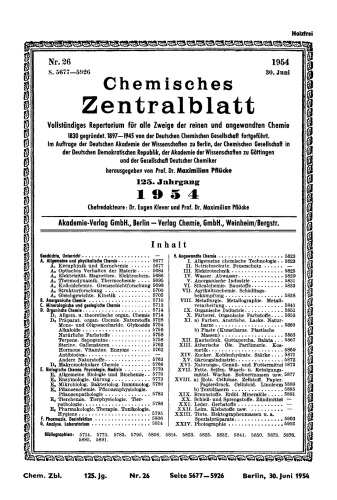 Chemisches Zentralblatt: 26/1954, 125. Jahrgang 30. Juni