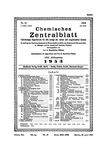 Chemisches Zentralblatt: 25/1954, 124. Jahrgang 24. Juni