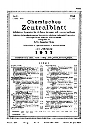 Chemisches Zentralblatt: 24/1953, 124. Jahrgang 17. Juni