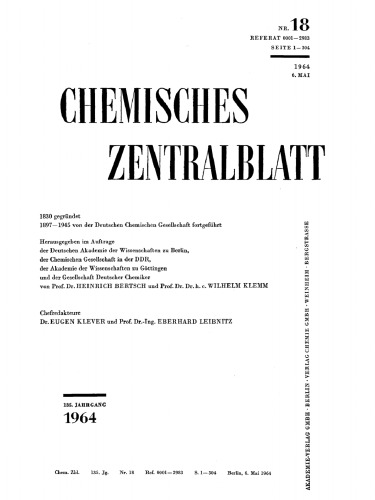 Chemisches Zentralblatt: 18/1953, 135. Jahrgang 6. Mai