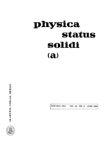 Physica status solidi / A.: Volume 65, Number 2 June 16
