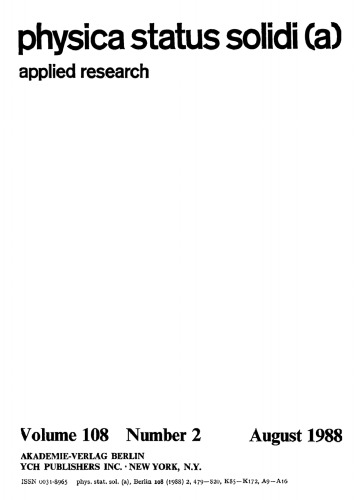 Physica status solidi / A.: Volume 108, Number 2 August 16