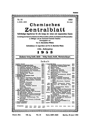 Chemisches Zentralblatt: 23/1954, 124. Jahrgang 10. Juni