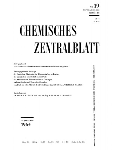 Chemisches Zentralblatt: 19/1964, 135. Jahrgang 13. Mai