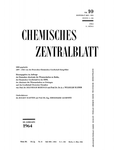 Chemisches Zentralblatt: 10/1964, 135. Jahrgang 11. März