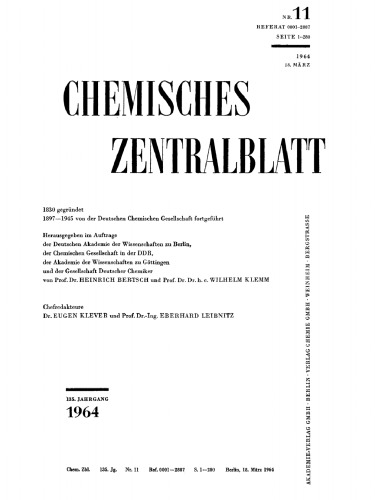 Chemisches Zentralblatt: 11/1964, 135. Jahrgang 18. März