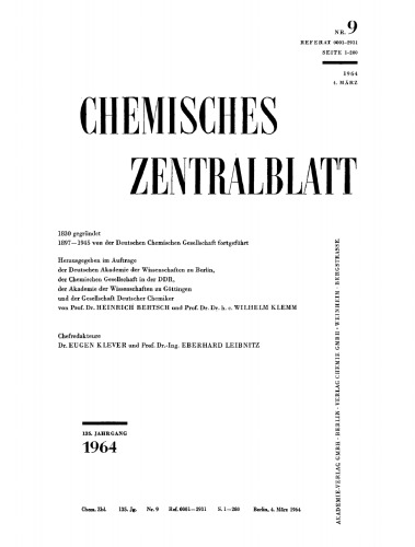 Chemisches Zentralblatt: 9/1964, 135. Jahrgang 4. März