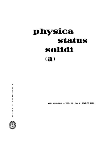 Physica status solidi / A.: Volume 70, Number 1 March 16