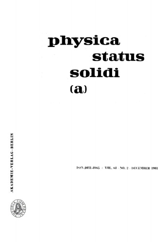 Physica status solidi / A.: Volume 68, Number 2 December 16