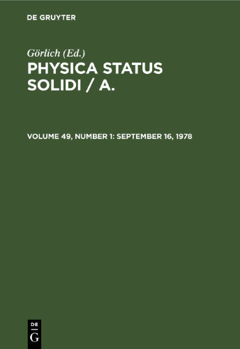 Physica status solidi / A.: Volume 49, Number 1 September 16, 1978