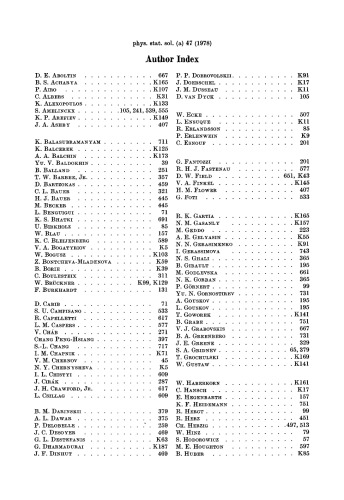 Physica status solidi / A.: Volume 47, Number 1 May 16