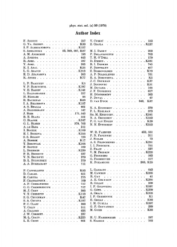 Physica status solidi / A.: Volume 50, Number 1 November 16