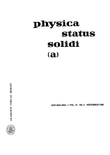 Physica status solidi / A.: Volume 74, Number 1 November 16