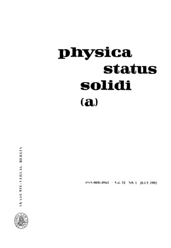 Physica status solidi / A.: Volume 72, Number 1 July 16
