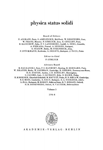 Physica status solidi: Volume 5, Number 1 1964