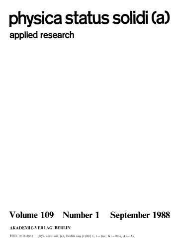 Physica status solidi / A.: Volume 109, Number 1 September 16