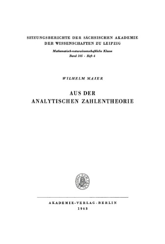 Aus der analytischen Zahlentheorie
